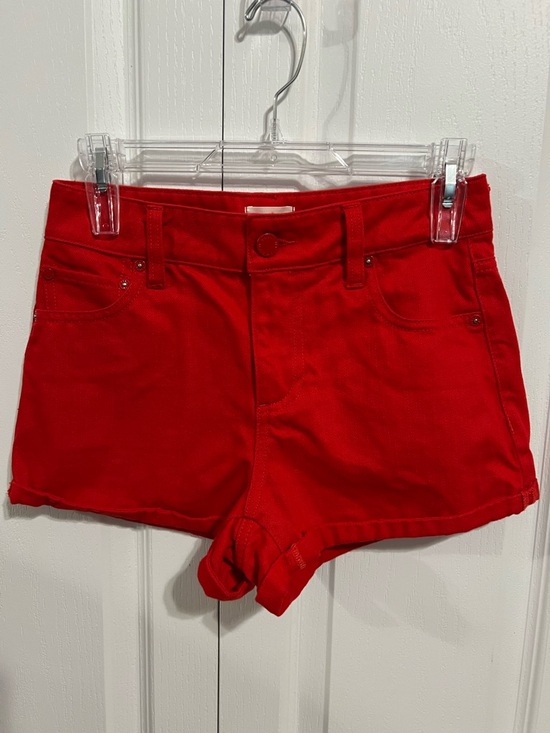 Alice + Olivia Pants - Alice + Olivia Vibrant Red High-Rise Denim Shorts